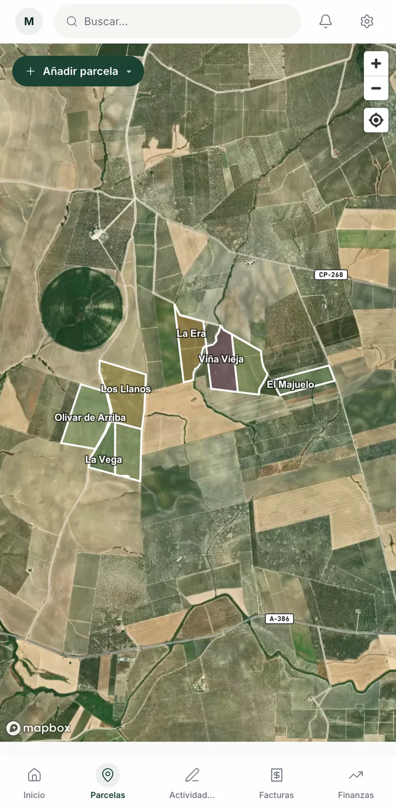 Mapa de parcelas reales de Agroffi